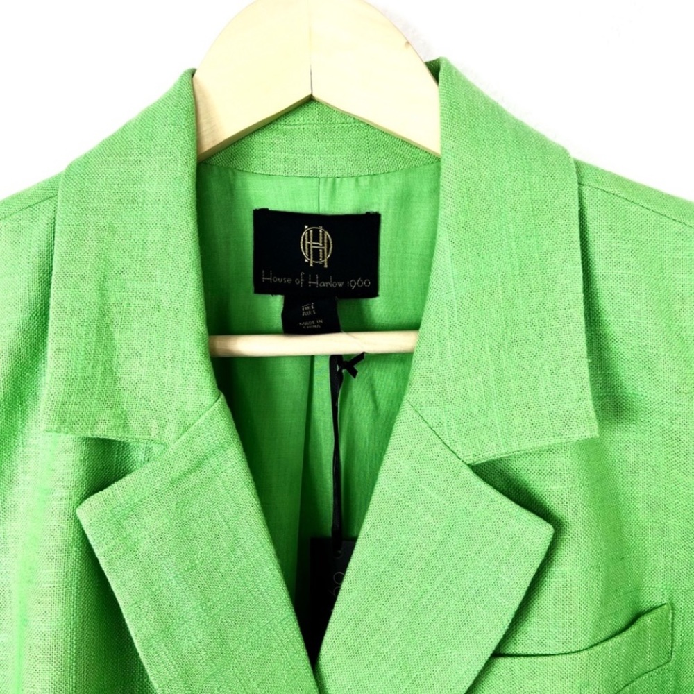 House Of Harlow 1960 Linen Blend Boxy Fit Double Breasted Jacket LG NWT - Picture 5 of 11